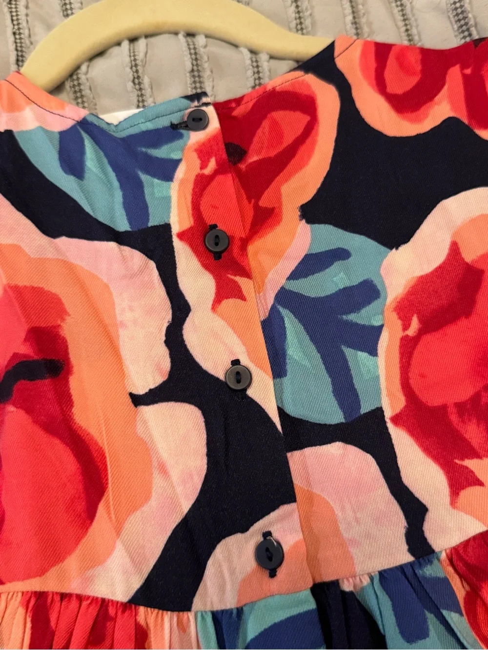 NWT Gymboree short sleeve geometric floral print dress, button back, Size 5T